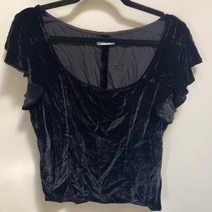 Reformation Black Velvet scoop neck top
